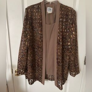 Vintage Y2K R&M Richards jacket tank top set brown gold gray burgundy paisley 12